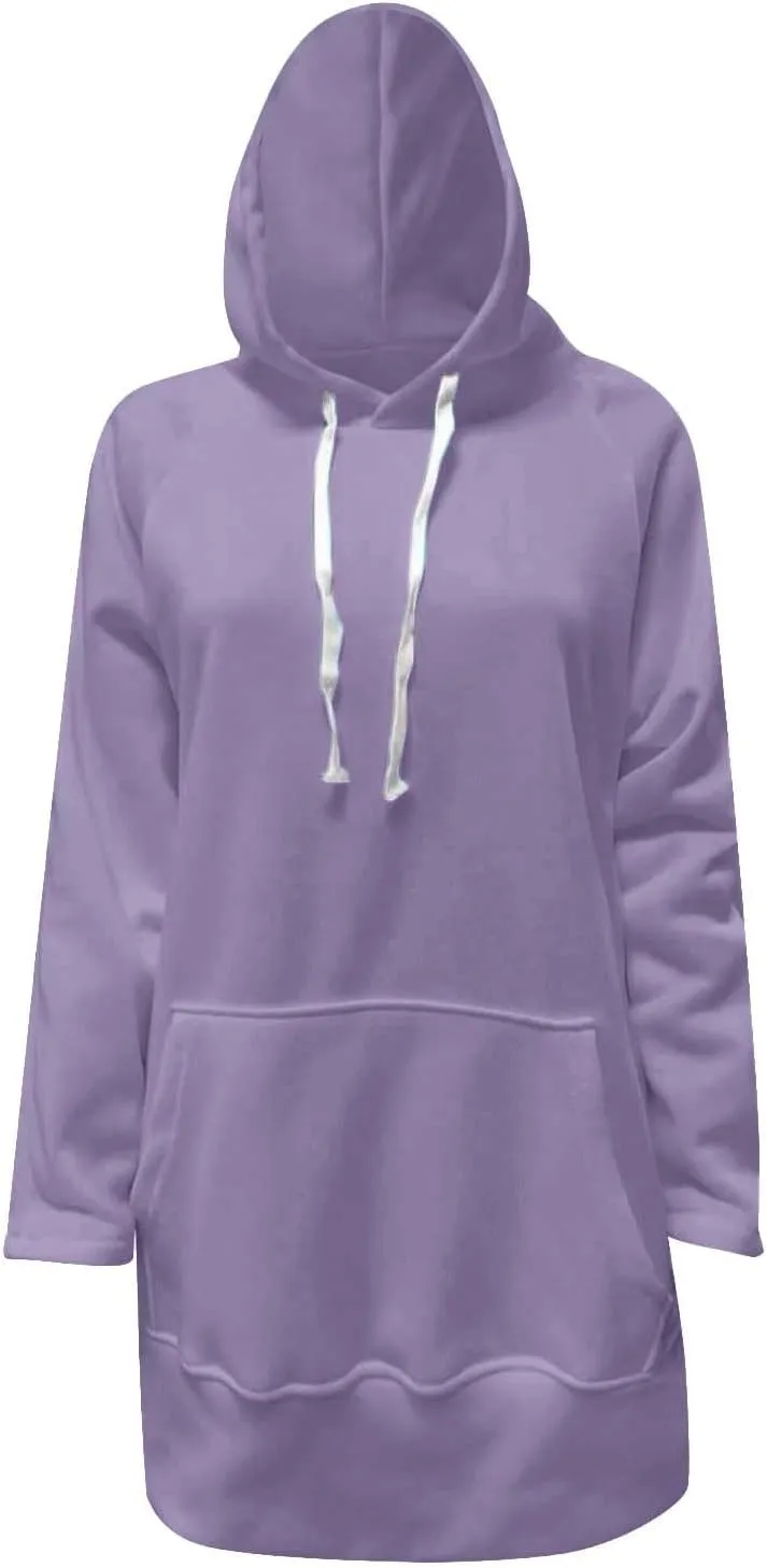 The Warmy Oversized Hoodie Dress for Women Trendy Casual Long Sleeve Split Hem Pullover Weighted Hoodie with Pocket