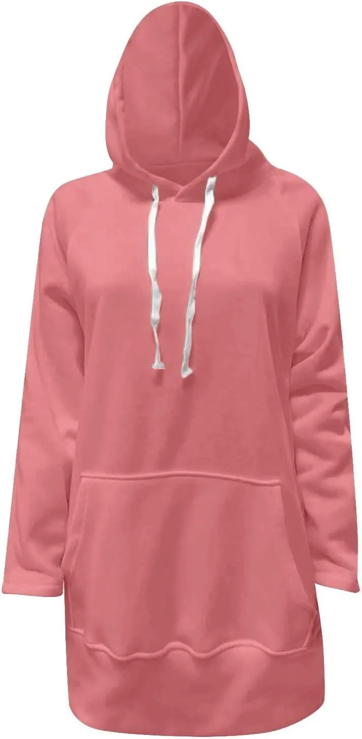 The Warmy Oversized Hoodie Dress for Women Trendy Casual Long Sleeve Split Hem Pullover Weighted Hoodie with Pocket