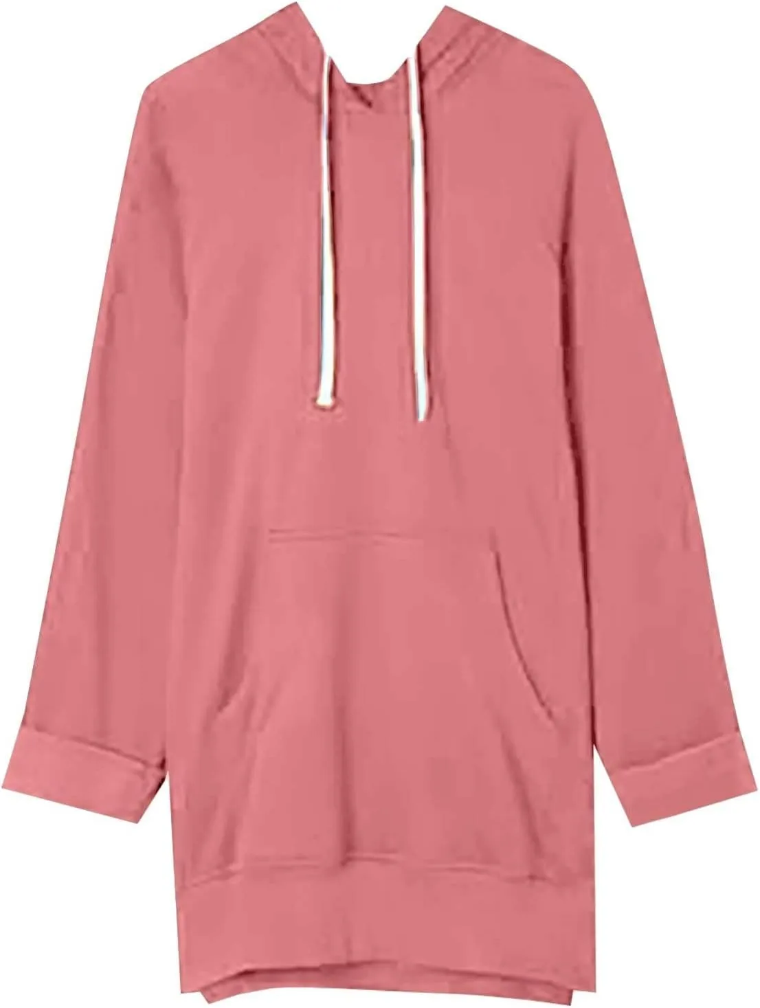 The Warmy Oversized Hoodie Dress for Women Trendy Casual Long Sleeve Split Hem Pullover Weighted Hoodie with Pocket