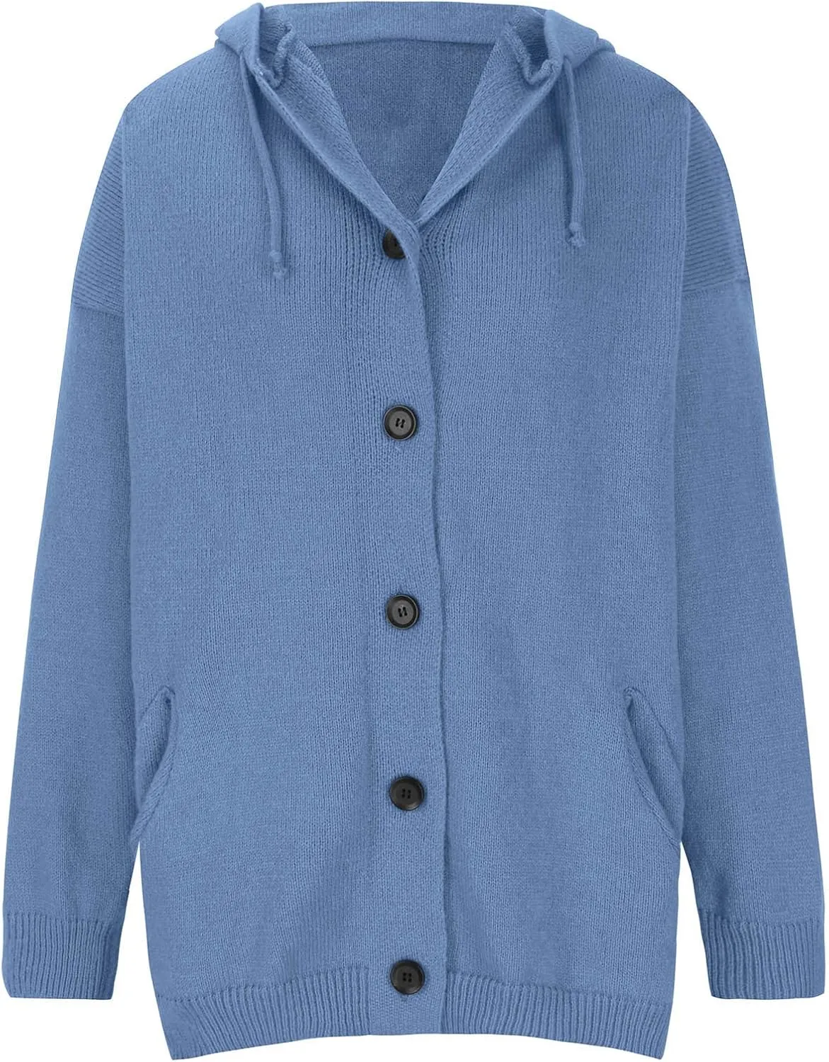 Thick Sweaters Cardigan for Women Plus Size Knitted Hooded Coat Long Sleeve Button Down Warm Jacket Hoodies with Pocket