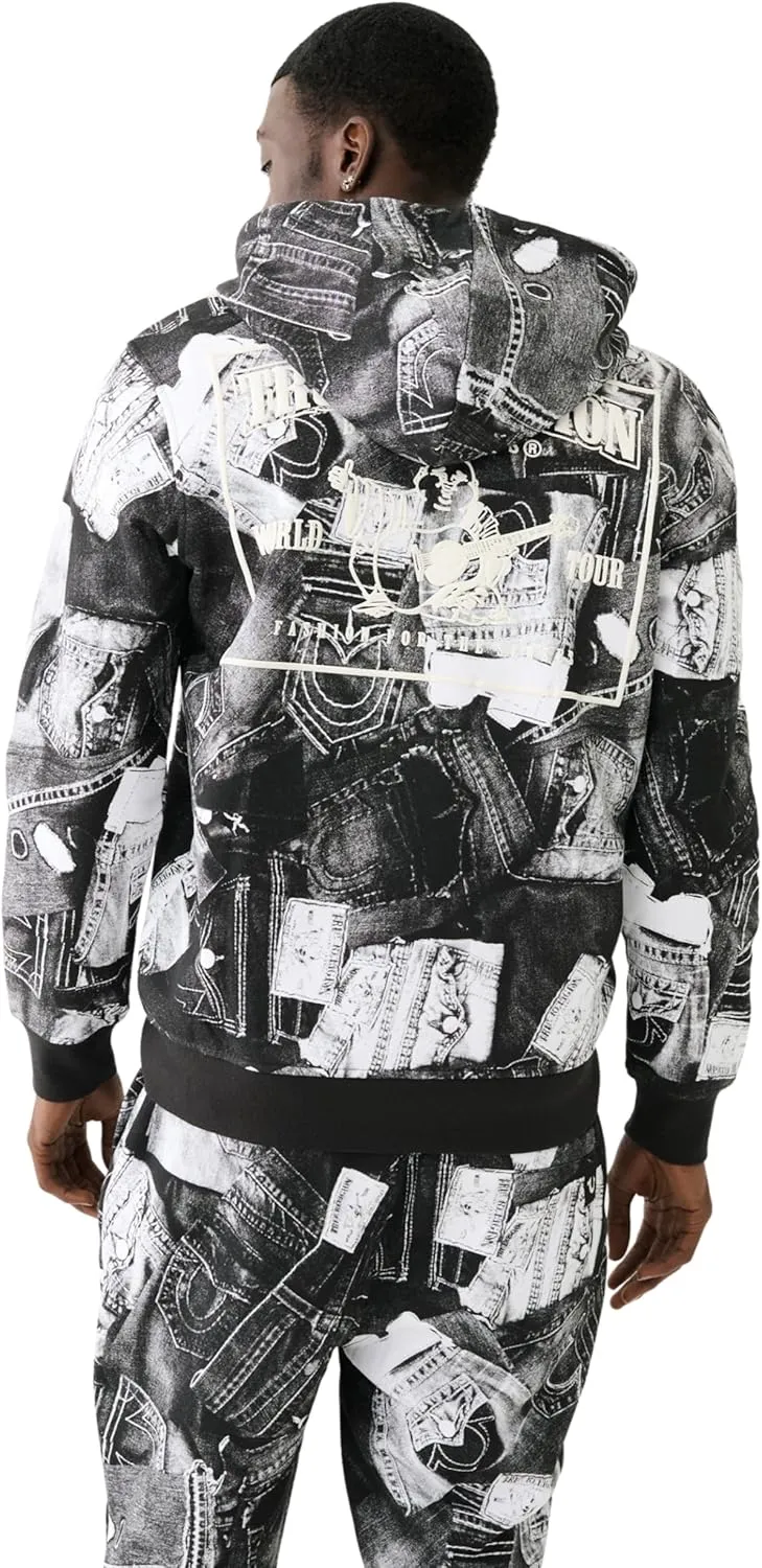 True Religion Men's AOP Zipup Hoodie