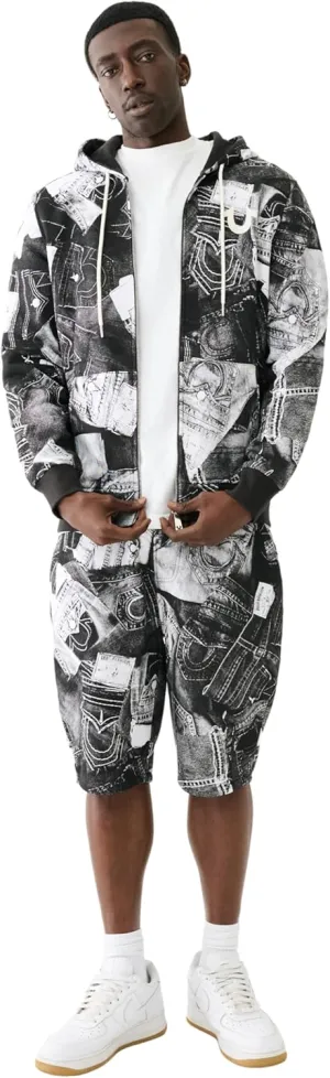 True Religion Men's AOP Zipup Hoodie