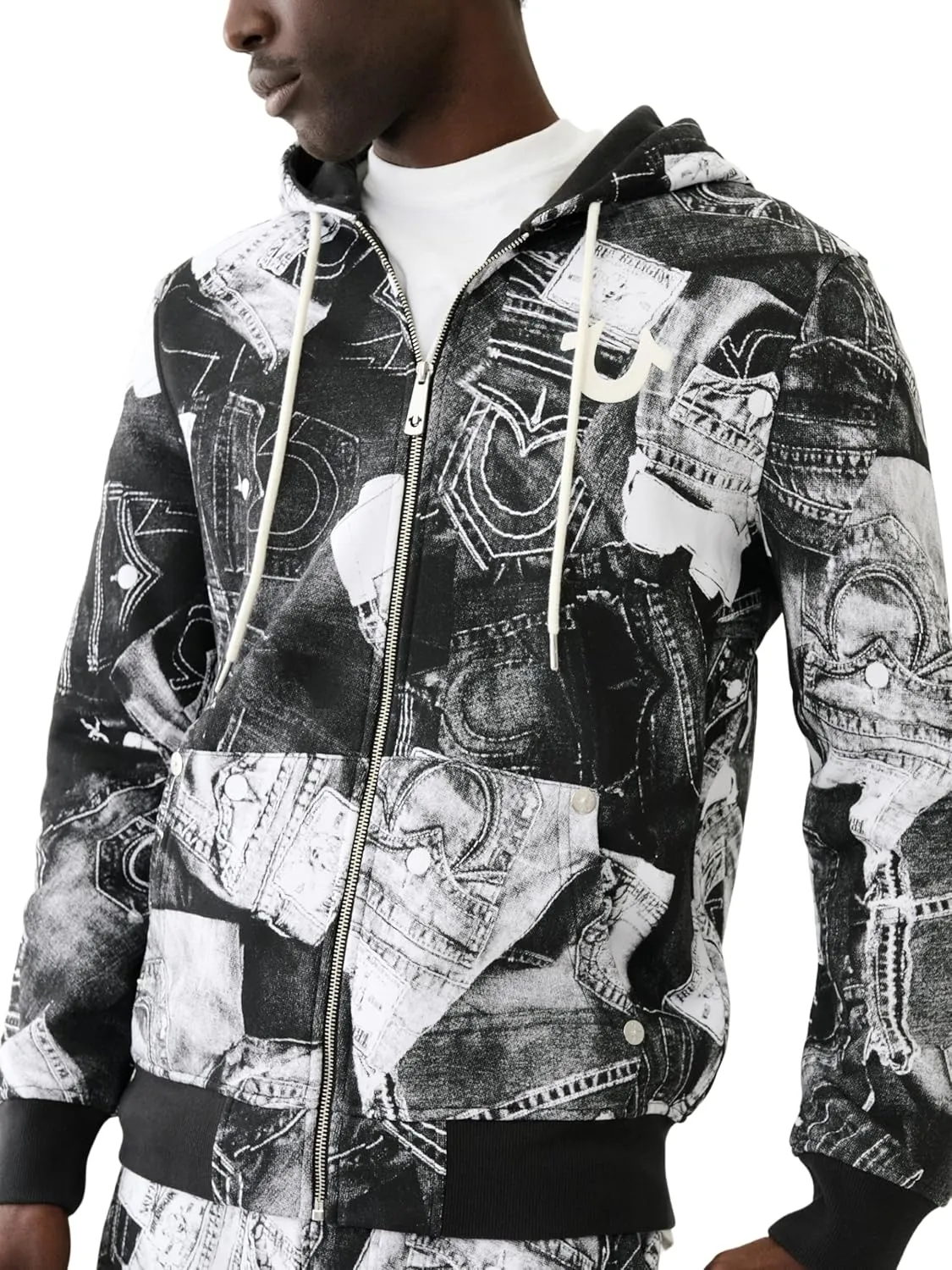 True Religion Men's AOP Zipup Hoodie