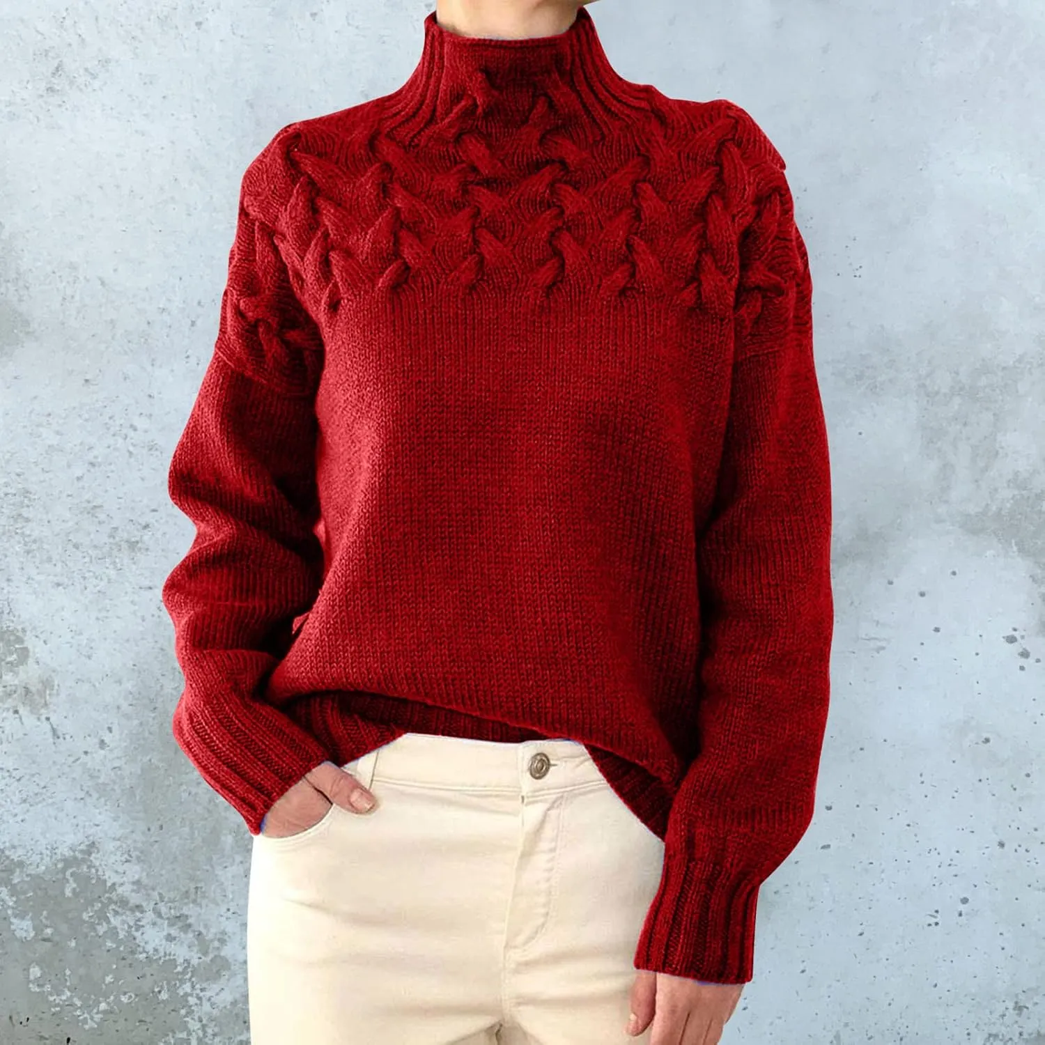 Turtleneck Sweaters for Women Pleated Front Sweatshirts Long Sleeve Crewneck Hoodies 2024 Fall Winter Warm Pullover Top