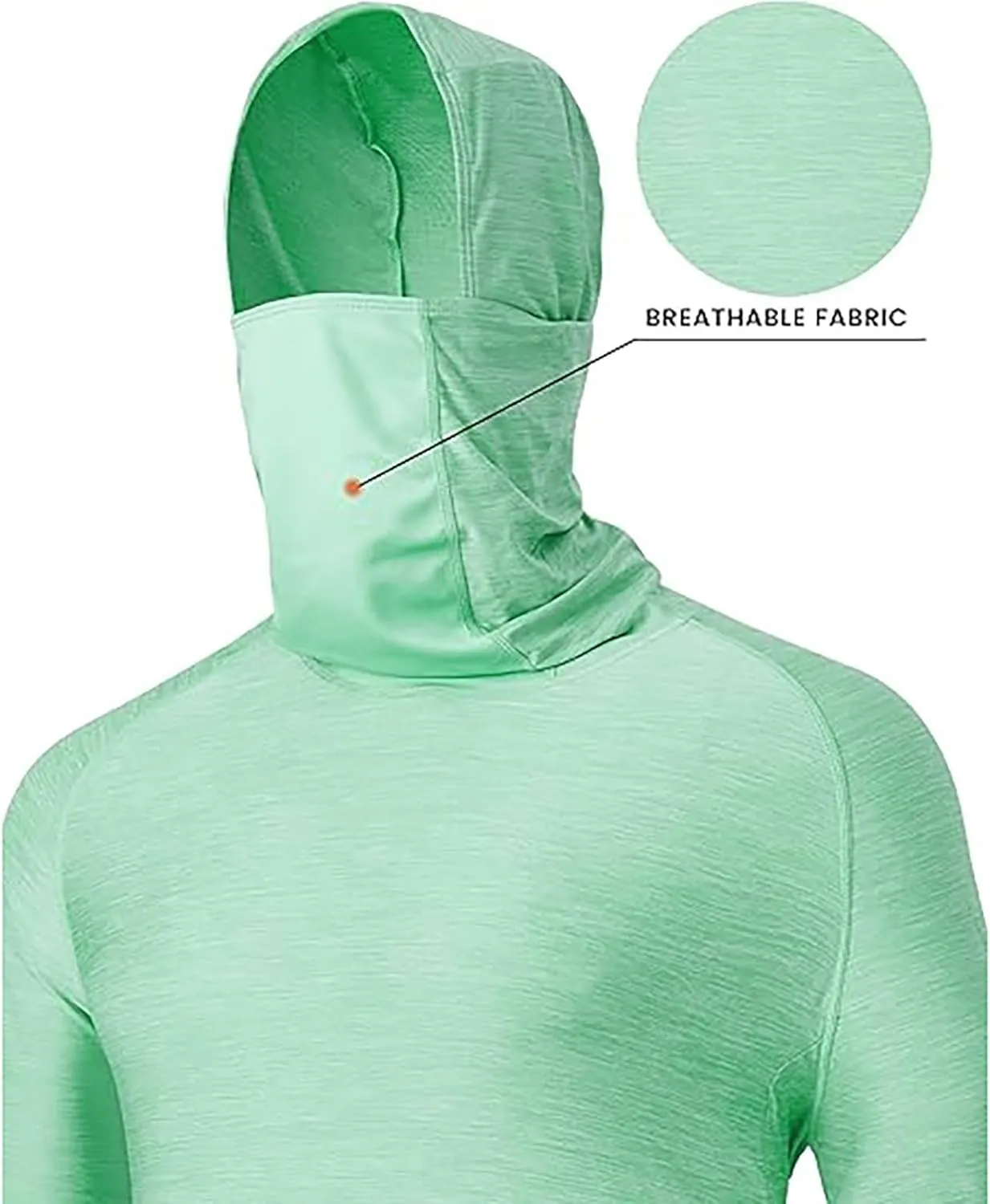 UPF 50  Fishing Shirts for Men Solid Long Sleeve UV Sun Protection Rash Guard Quick Dry Sun Hoodie with Neck Gaiter