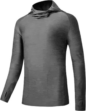 UPF 50  Fishing Shirts for Men Solid Long Sleeve UV Sun Protection Rash Guard Quick Dry Sun Hoodie with Neck Gaiter