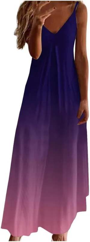 Vacation Dresses for Women 2025 Vintage Sexy Flowy V Neck Sleeveless Maxi Dress Gift Petite 80S Outfit for Women