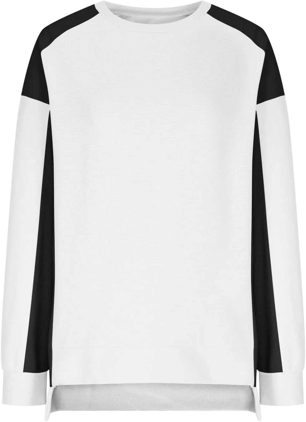 Waffle Knit Sweatshirts for Women Colorblock Patchwork Pullover Tops Fashion Casual Crewneck Baggy Tunic Sweater 2024