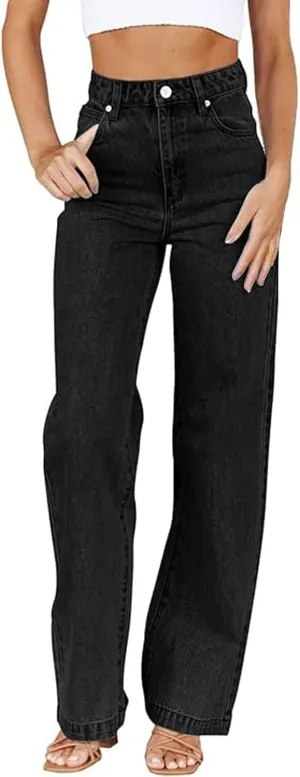 Wide Leg Jeans Woman High Waisted Flare Leg Denim Pants Casual Baggy Boyfriend Trousers