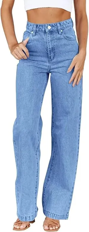 Wide Leg Jeans Woman High Waisted Flare Leg Denim Pants Casual Baggy Boyfriend Trousers