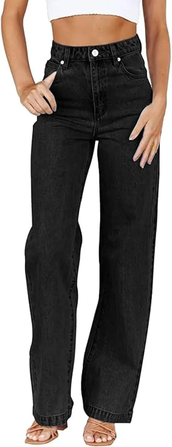 Wide Leg Jeans Woman High Waisted Flare Leg Denim Pants Casual Baggy Boyfriend Trousers