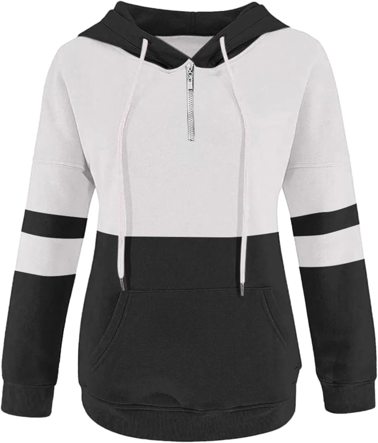 Winter Hoodies For Women 2022,Women's Pullover Casual Color Block Sweatshirts Long Sleeve Tops With Kangaroo Pockets