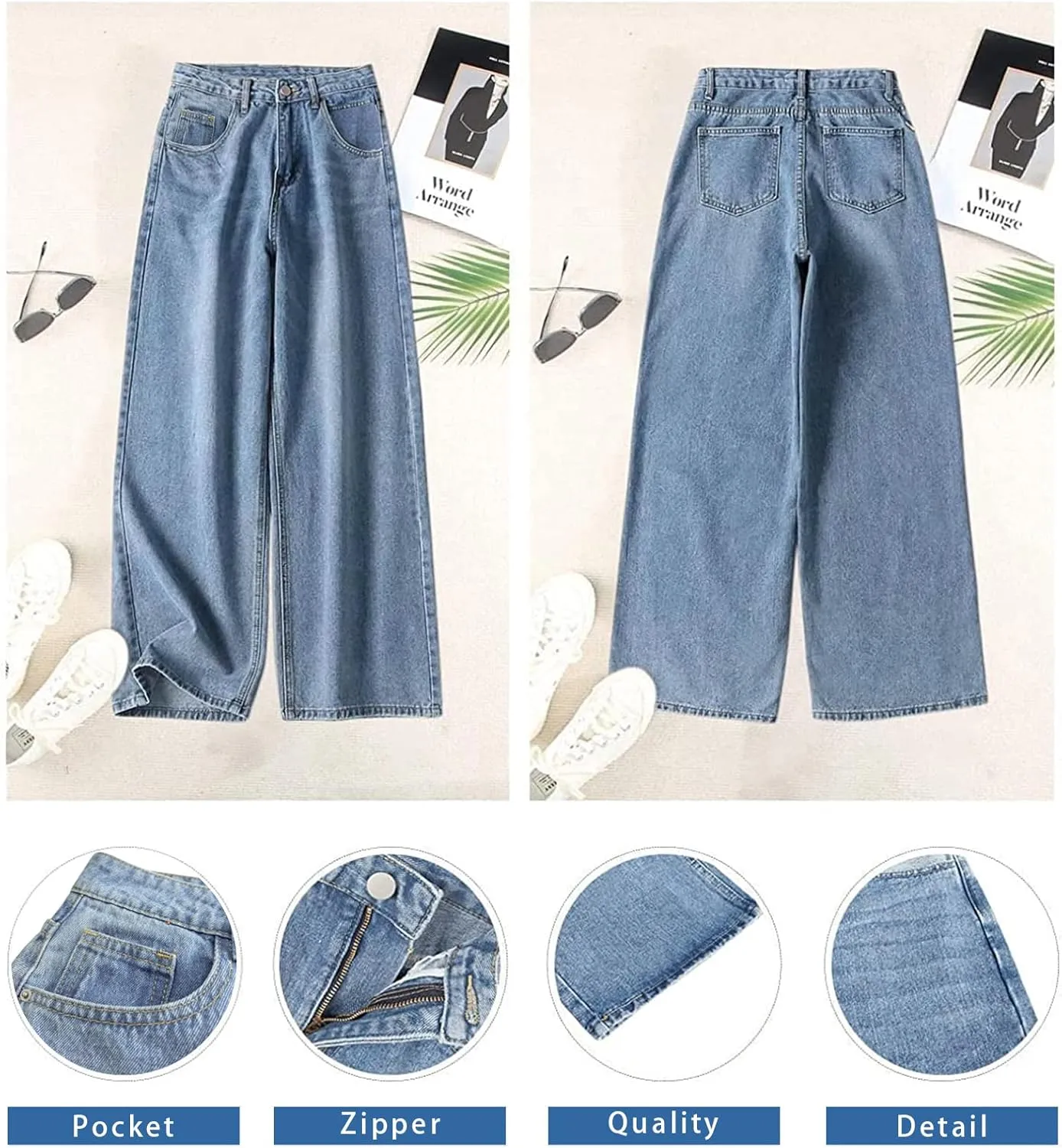 Women Baggy Wide Leg Jeans High Waist Boyfriend Jeans Straight Leg Loose Trousers Y2k Streetwear Pants for Women.