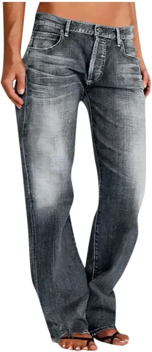 Women Distressed Straight Leg Jeans Boyfriend High Waited Baggy Sweatpants Y2K Streetwear Denim Pants with Pocket