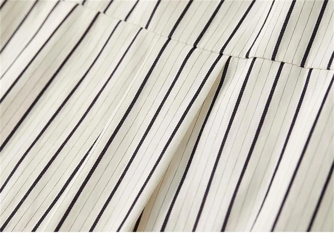 Women Patchwork Striped Shirts Cotton Loose Casual Business Workwear Drop Sleeves Pullover Tops