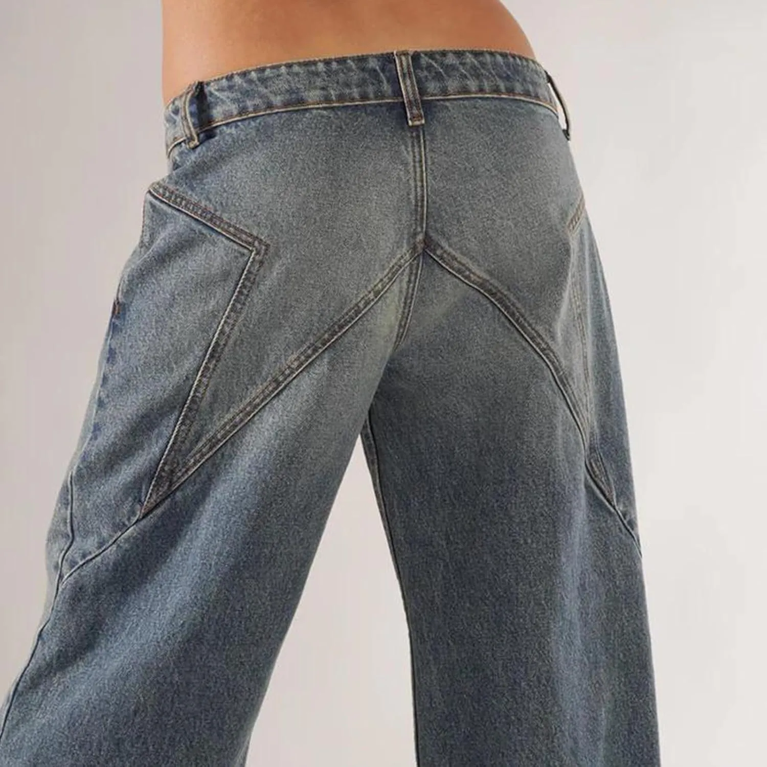 Women Y2K Baggy Low Rise Jeans Straight Wide Leg Boyfriend Trousers Street Trendy Stretch Long Denim Pants
