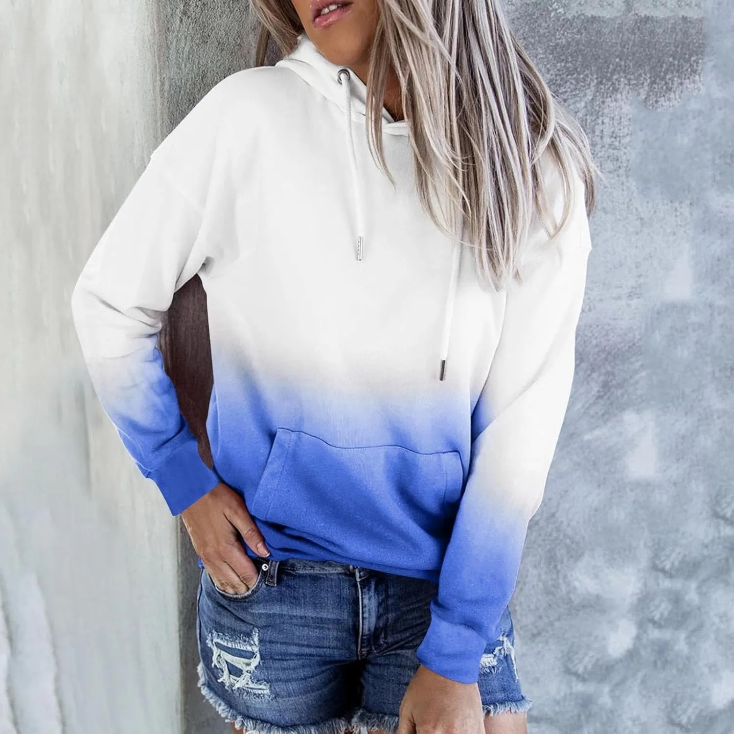 Women Y2k Hoodies Casual Sweatshirt Fashion Tie-Dye Oversized Pullover Long Sleeve Drawstring Tops Loose Fit Blouse