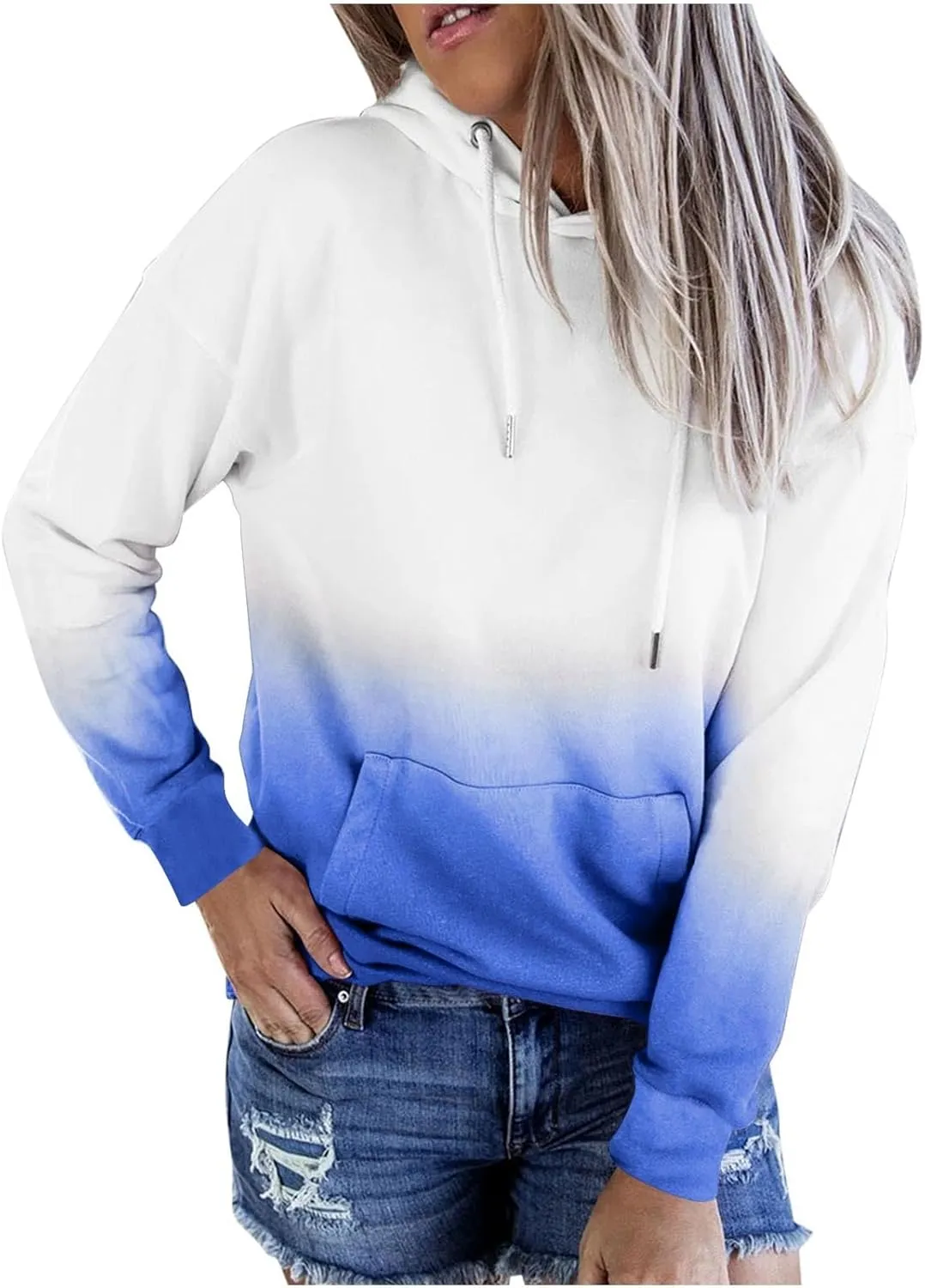 Women Y2k Hoodies Casual Sweatshirt Fashion Tie-Dye Oversized Pullover Long Sleeve Drawstring Tops Loose Fit Blouse