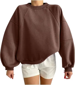 Women Y2k Teen Grils Sweatshirt Oversized Casual Cropped Pullover Crewneck Fleece Lightweight Long Sleeve Loose Tops
