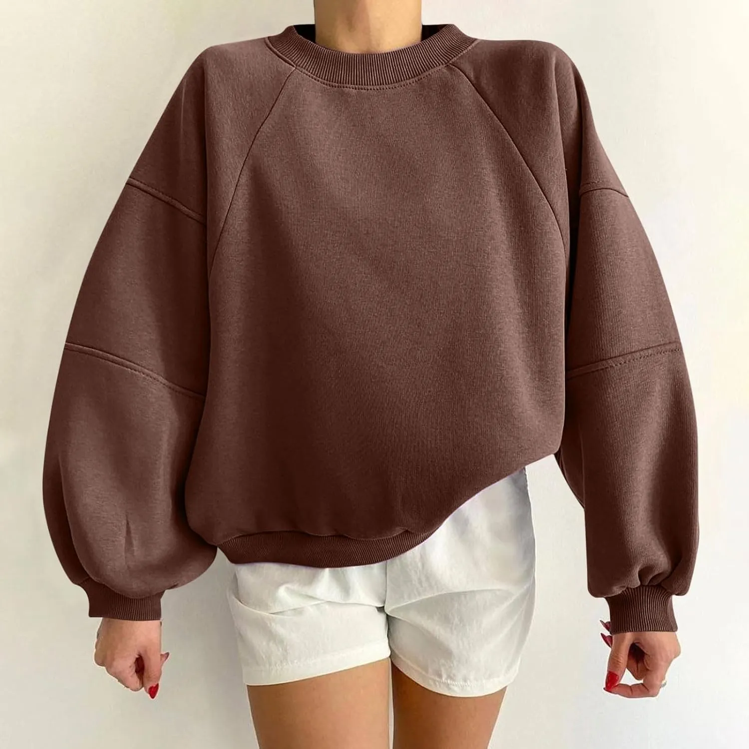 Women Y2k Teen Grils Sweatshirt Oversized Casual Cropped Pullover Crewneck Fleece Lightweight Long Sleeve Loose Tops