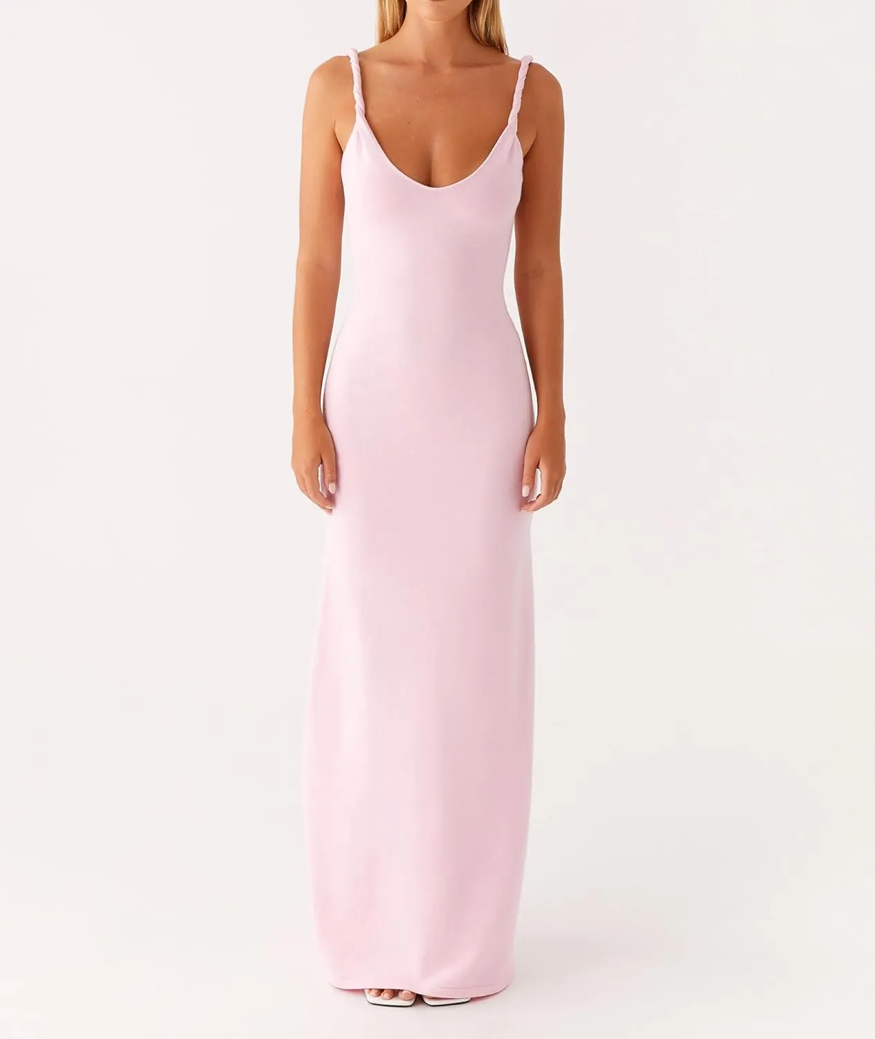 Women's 2025 Summer Maxi Dress Spaghetti Strap Slip Bodycon Dress Scoop Neck Cocktail Party Long Dresses