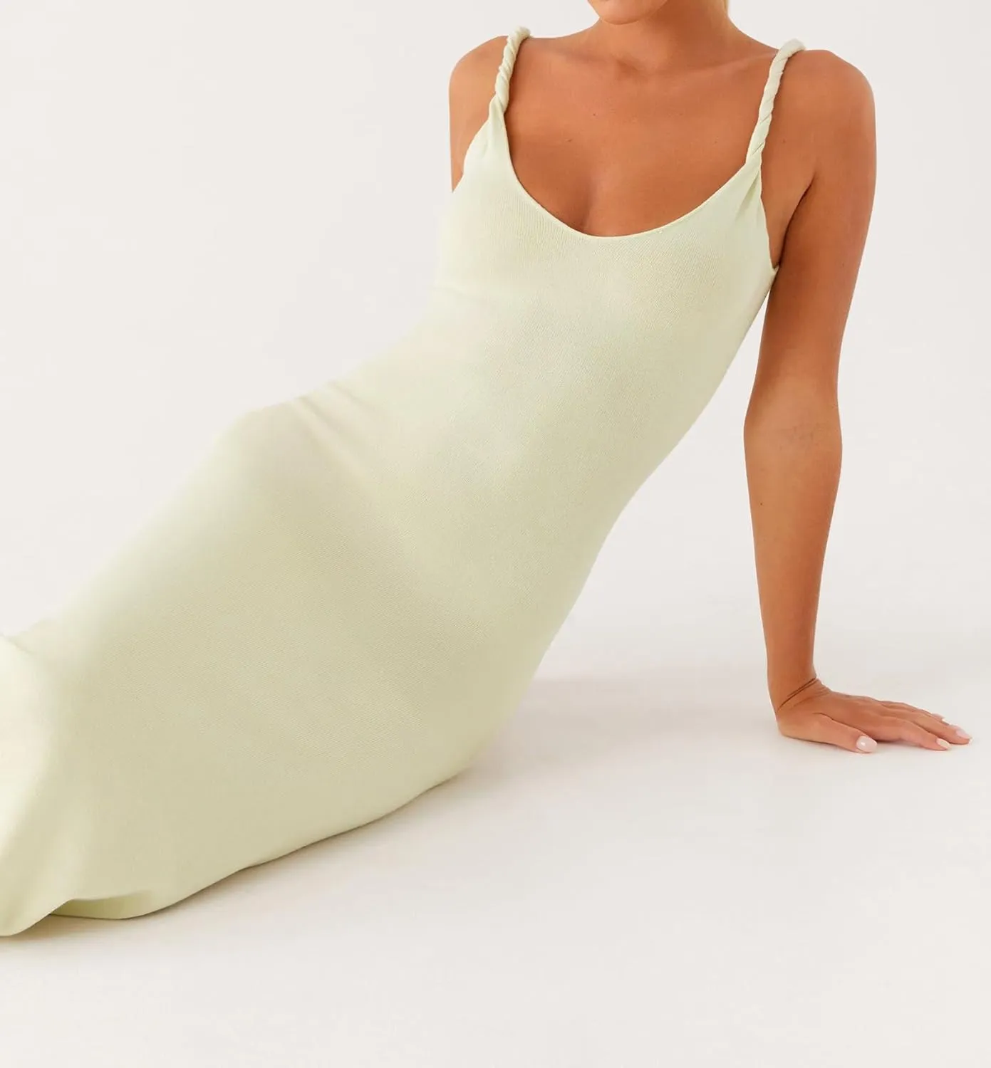 Women's 2025 Summer Maxi Dress Spaghetti Strap Slip Bodycon Dress Scoop Neck Cocktail Party Long Dresses