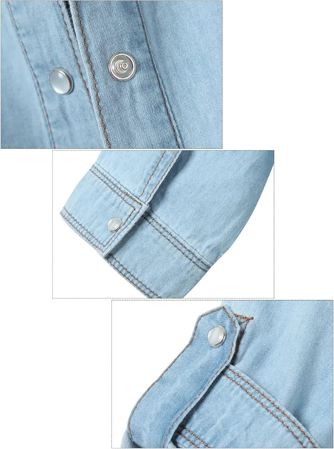 Women's 3/4 Sleeve Front Tie Shirt Denim Shirt Crop Cardigan Jean Crop Top Chambray Knot Shirt
