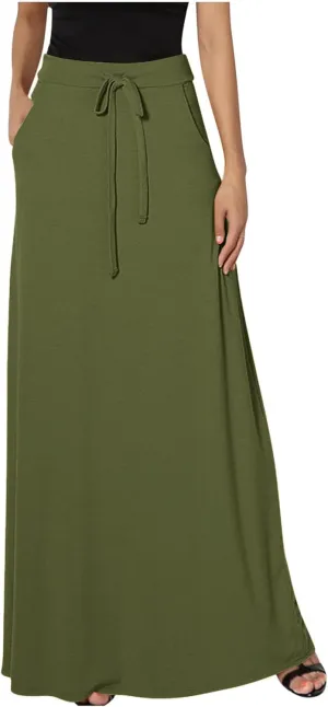 Womens Business Casual Pencil Skirt Solid Elastic High Waist Maxi Skirts 2024 Dressy Going Out Work Long Skirts