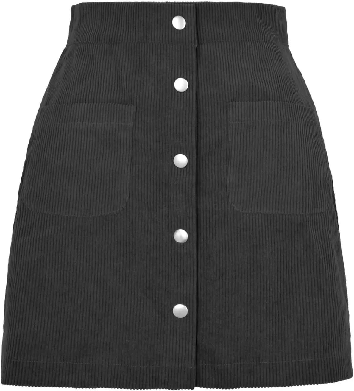 Women's Button Front Corduroy Skirts High Waist Bodycon Mini Skirt with Pockets Y2K Trendy A-Line Skirts Spring Fall