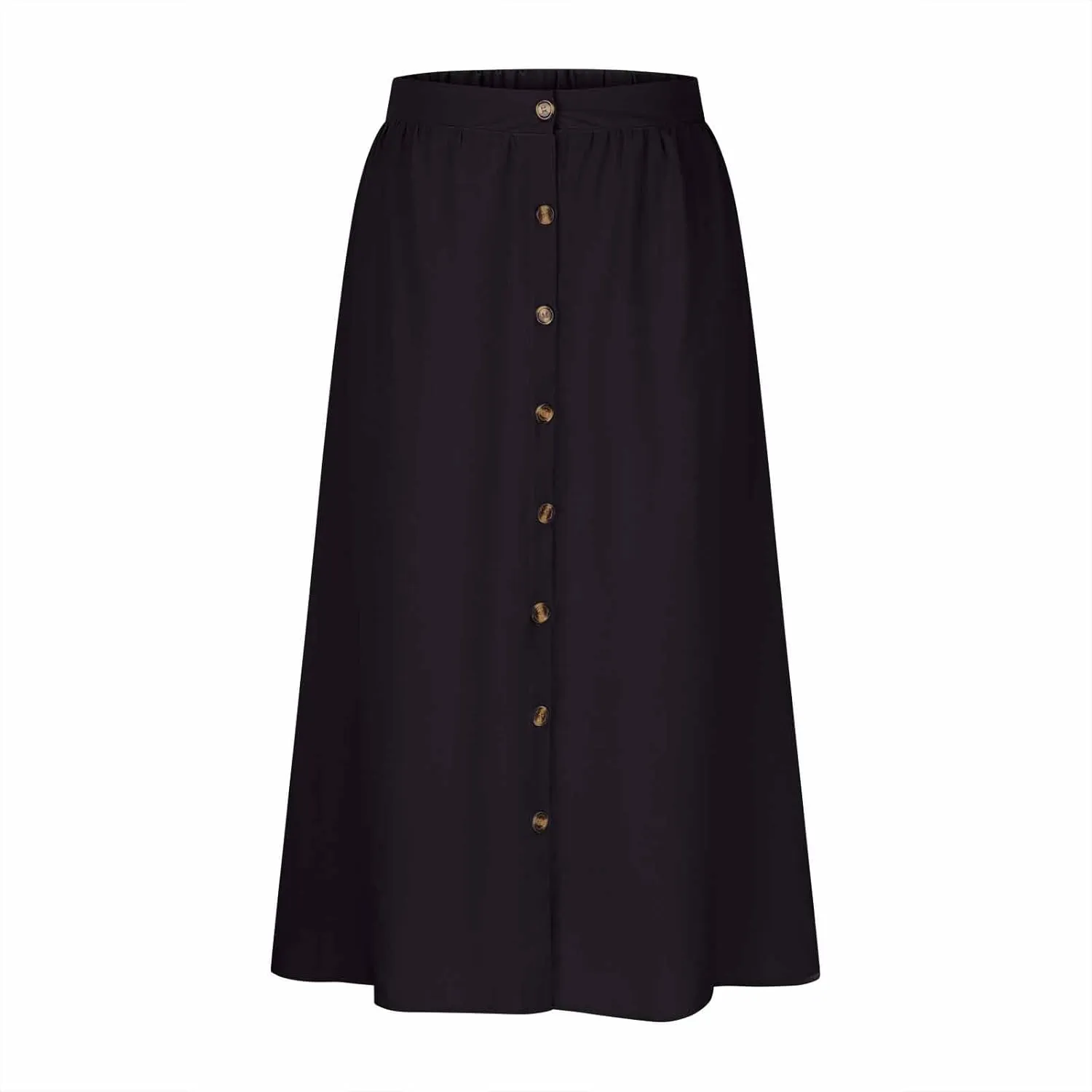 Womens Button Front Midi Skirts Elastic High Waisted Long Skirt for Casual or Formal Occasions Trendy Teacher Outfits