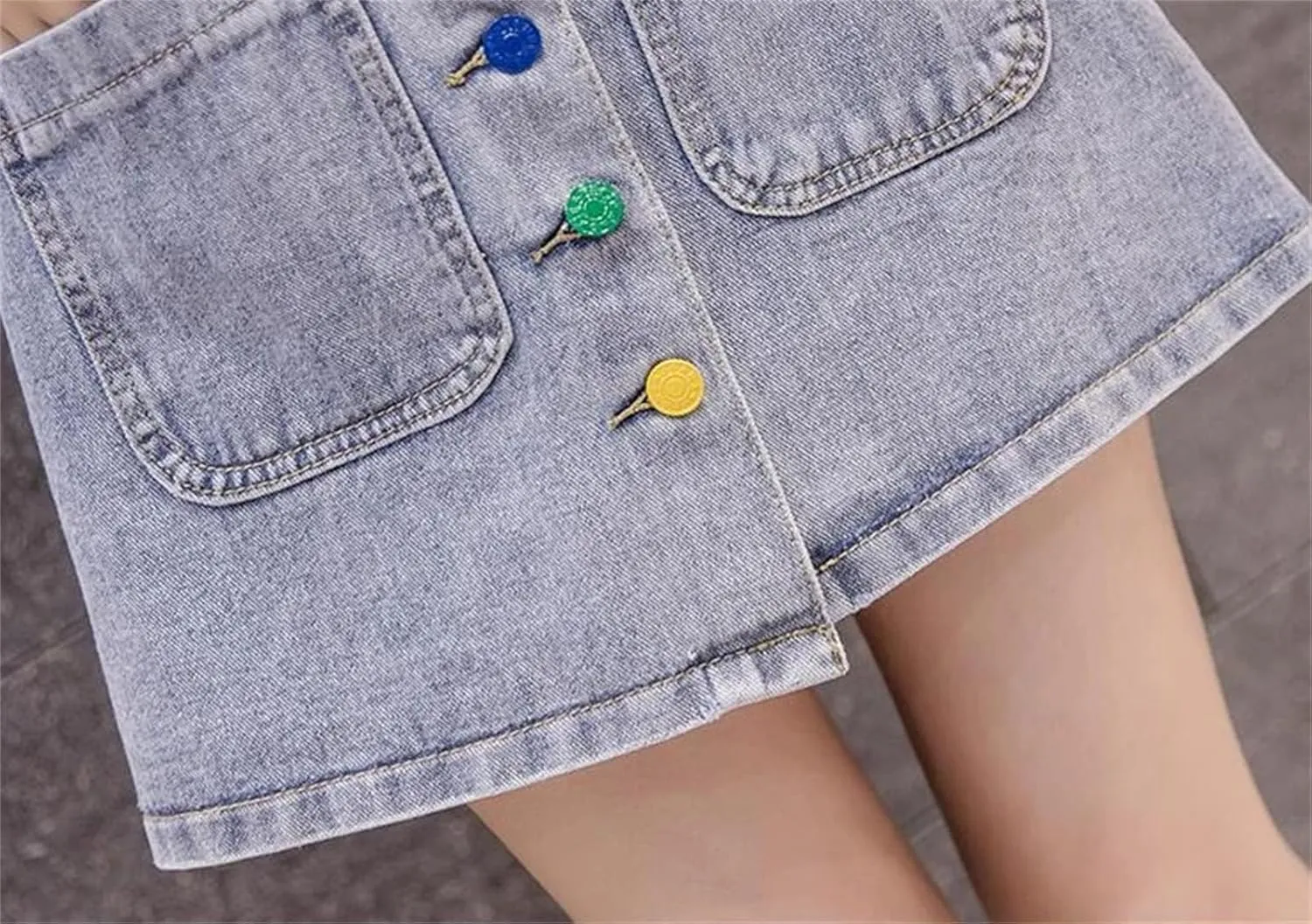 Women's Button Front Placket Jeans Skirts Summer Streetwear Denim Skirt with Pocket