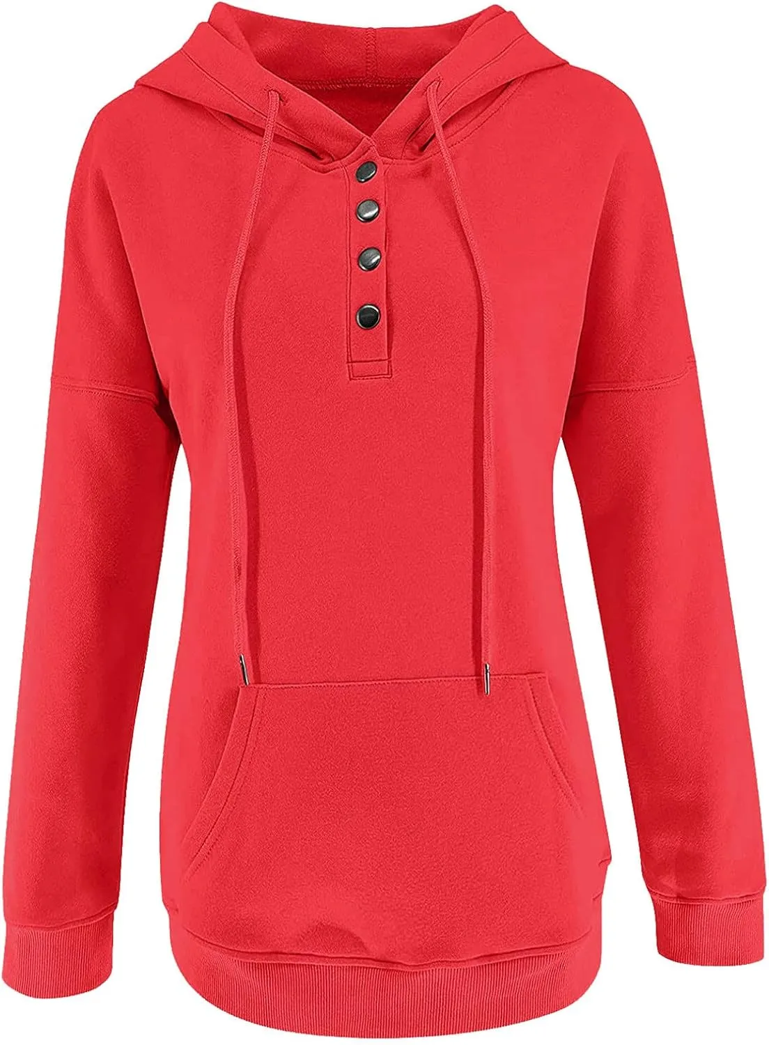 Womens Casual Hoodies Pullover Tops Drawstring Long Sleeve Color Block Hooded Sweatshirts Fall Clothes with Pocket