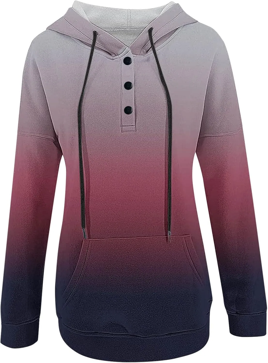 Womens Casual Hoodies Pullover Tops Drawstring Long Sleeve Color Block Hooded Sweatshirts Fall Clothes with Pocket