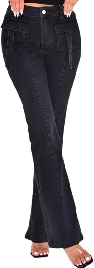 Women's Casual Straight Leg Jeans High Waist Stretchy Classic Denim Pants with Pocket
