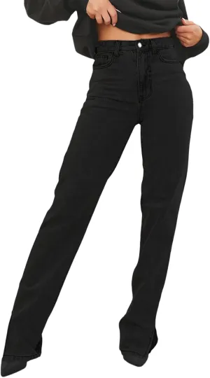 Women's Casual Straight Leg Jeans High Waist Stretchy Classic Denim Pants with Pocket