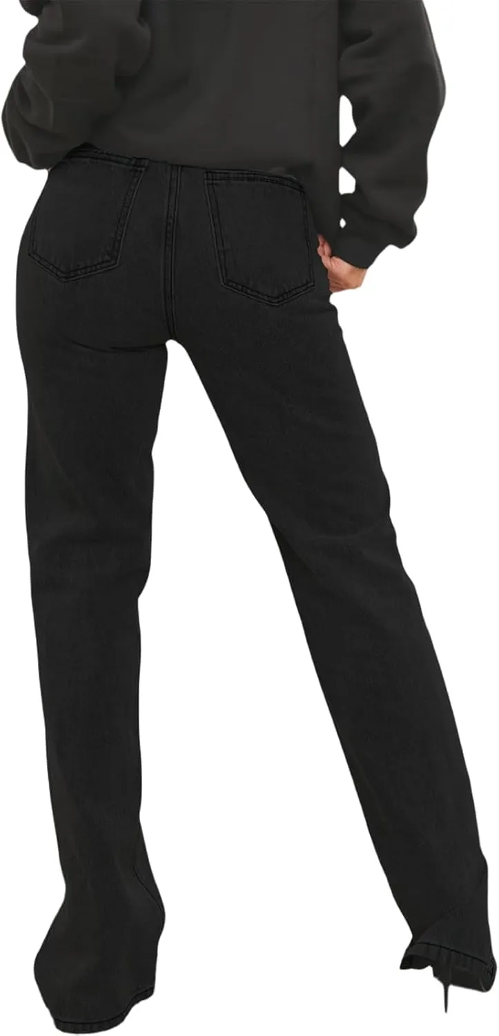 Women's Casual Straight Leg Jeans High Waist Stretchy Classic Denim Pants with Pocket
