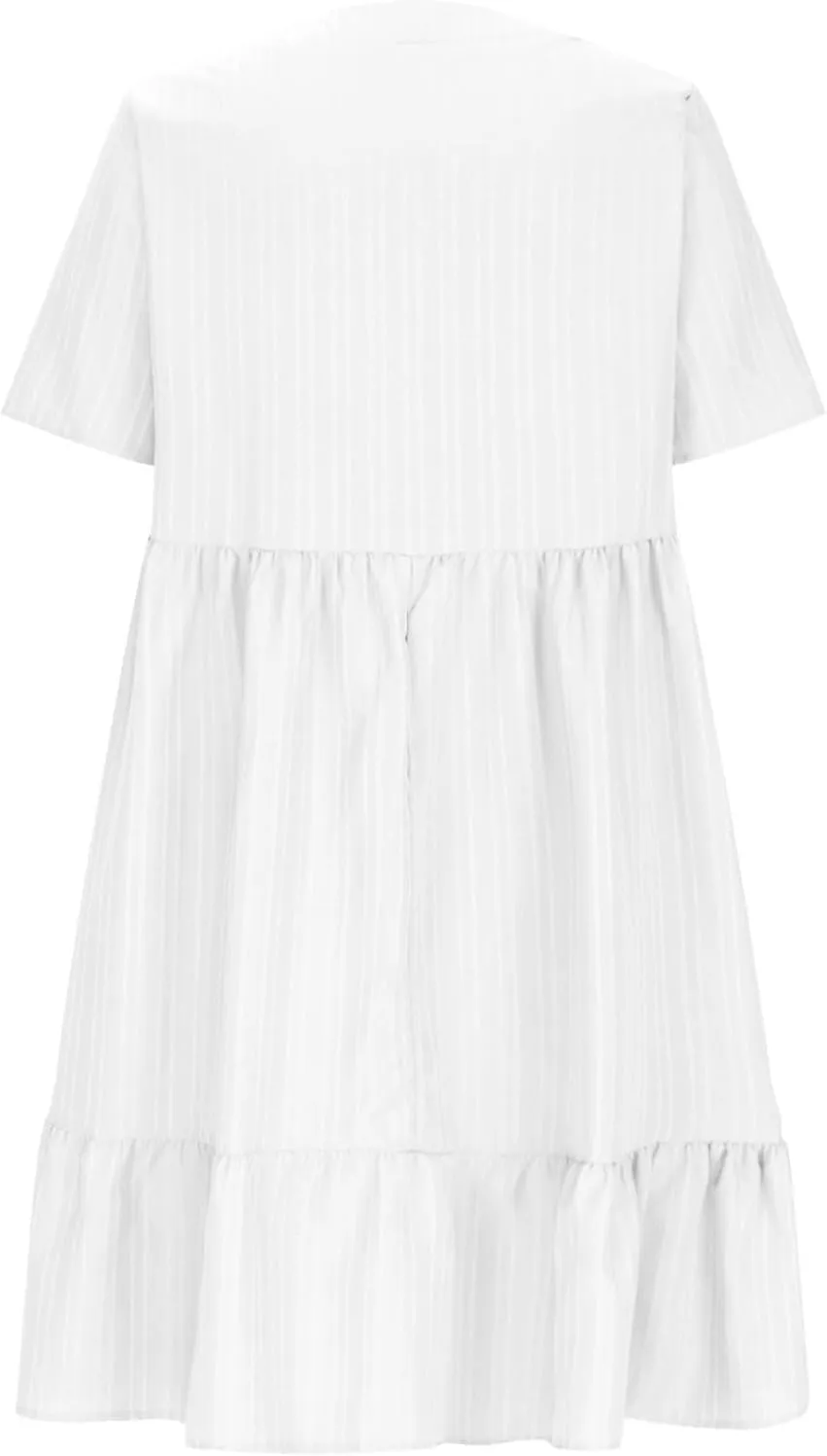 Womens Casual Summer Maxi Dress V Neck Short Sleeve Flowy Boho Beach Sundress Tiered Ruffle with Pockets