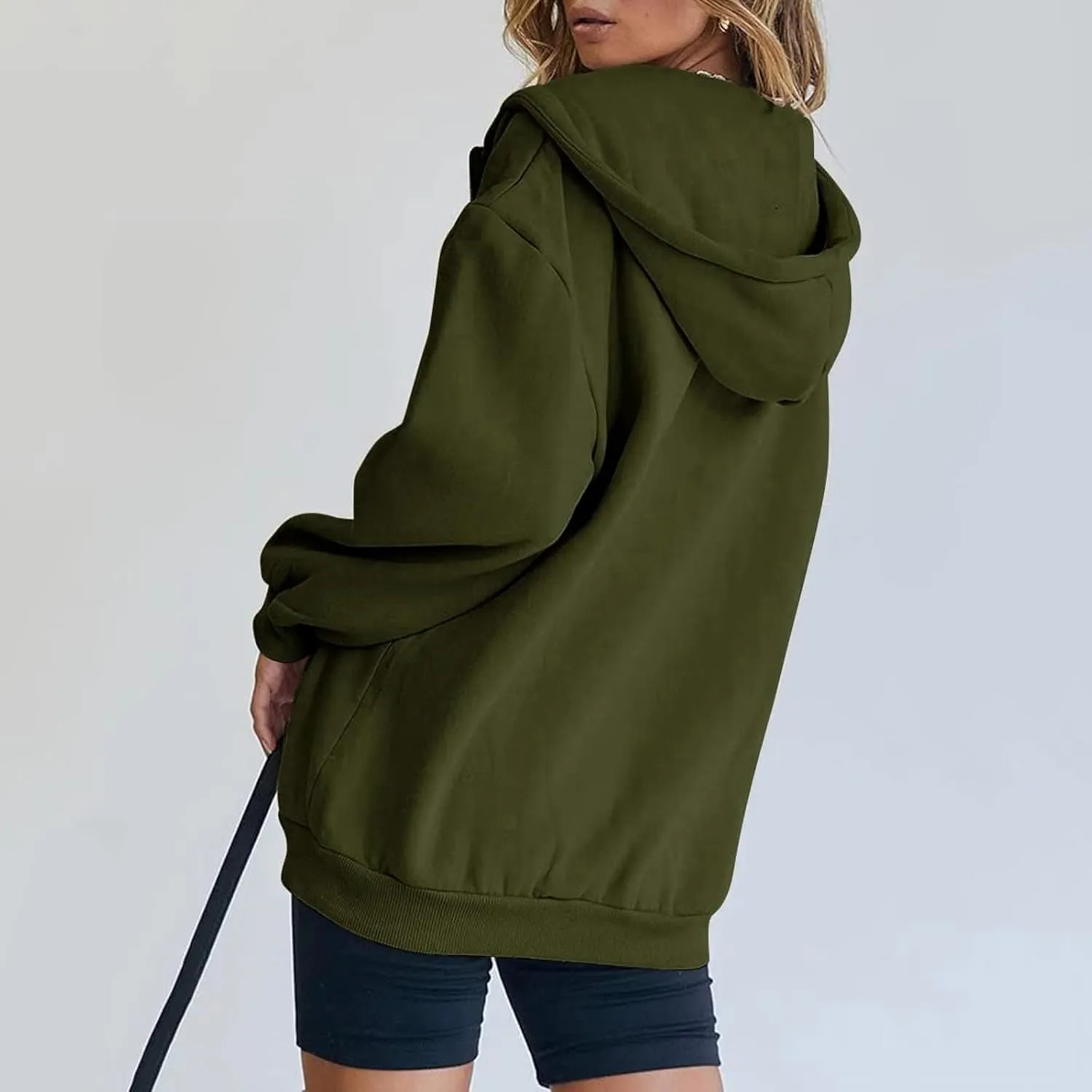 Womens Casual Sweatshirts Full Zipper Hoodies Loose Long Sleeve Drawsting Pullover with Pockets 2024 Fall Workout Tops