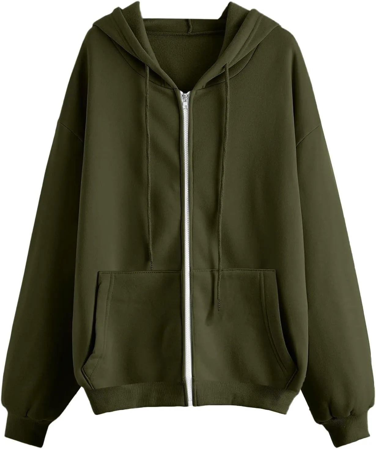 Womens Casual Sweatshirts Full Zipper Hoodies Loose Long Sleeve Drawsting Pullover with Pockets 2024 Fall Workout Tops