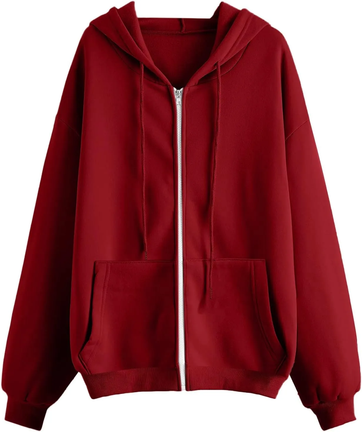 Womens Casual Sweatshirts Full Zipper Hoodies Loose Long Sleeve Drawsting Pullover with Pockets 2024 Fall Workout Tops