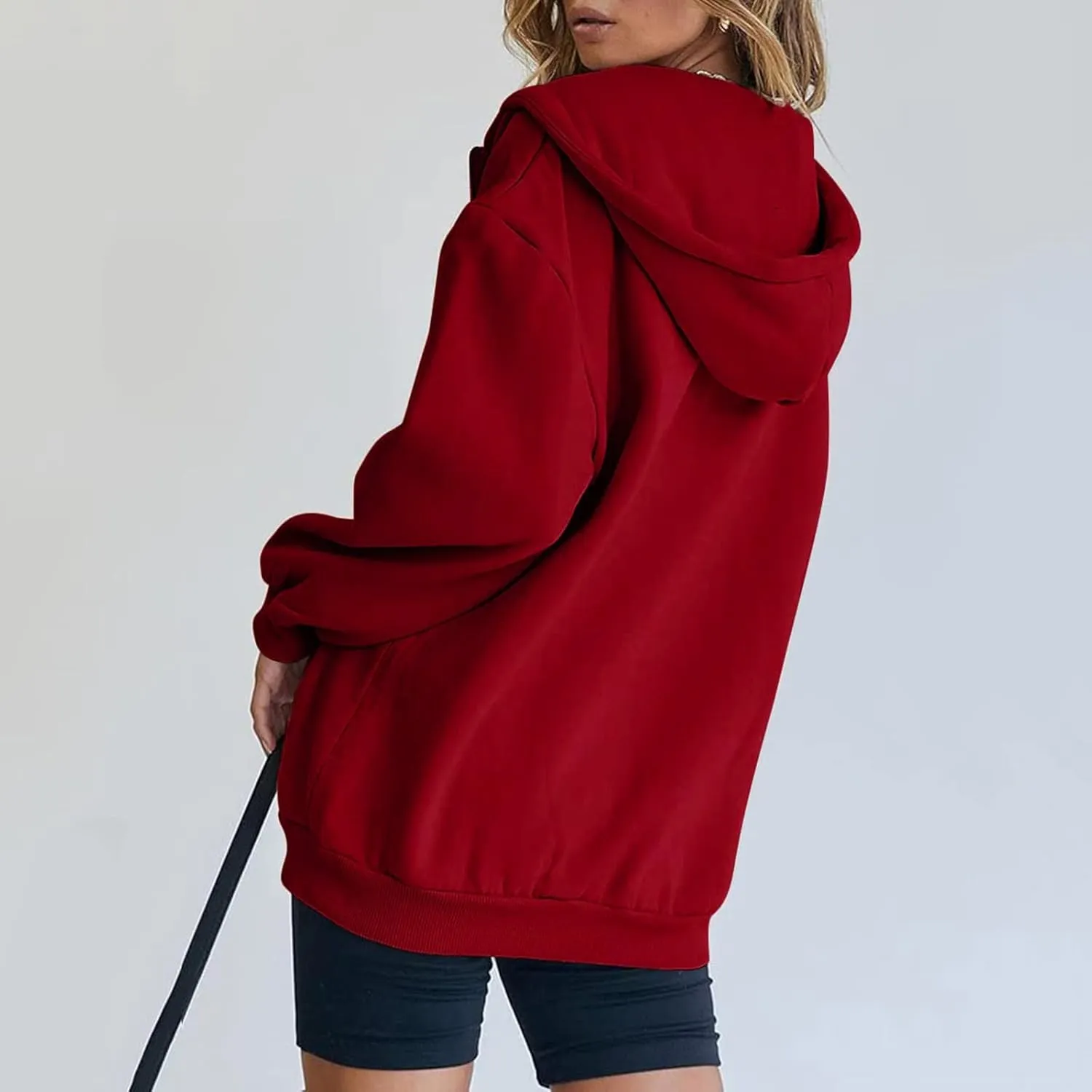 Womens Casual Sweatshirts Full Zipper Hoodies Loose Long Sleeve Drawsting Pullover with Pockets 2024 Fall Workout Tops