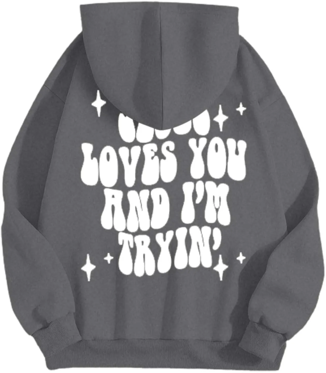 Womens Casual Versatile Hoodies Fashion Letter Prtint Sweatshirt Loose Comfy Long Sleeve Pullover Tops with Pockets
