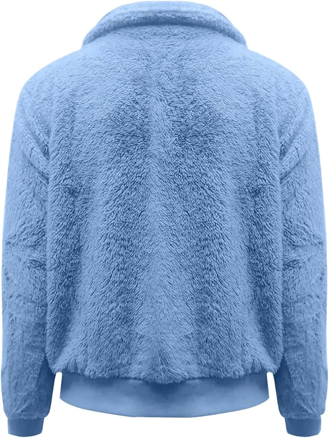 Women's Cropped Sherpa Jackets Winter Zip Up Lapel Fleece Warm Fuzzy Long Sleeve Coats Fuffy Plush Thermal Outwear