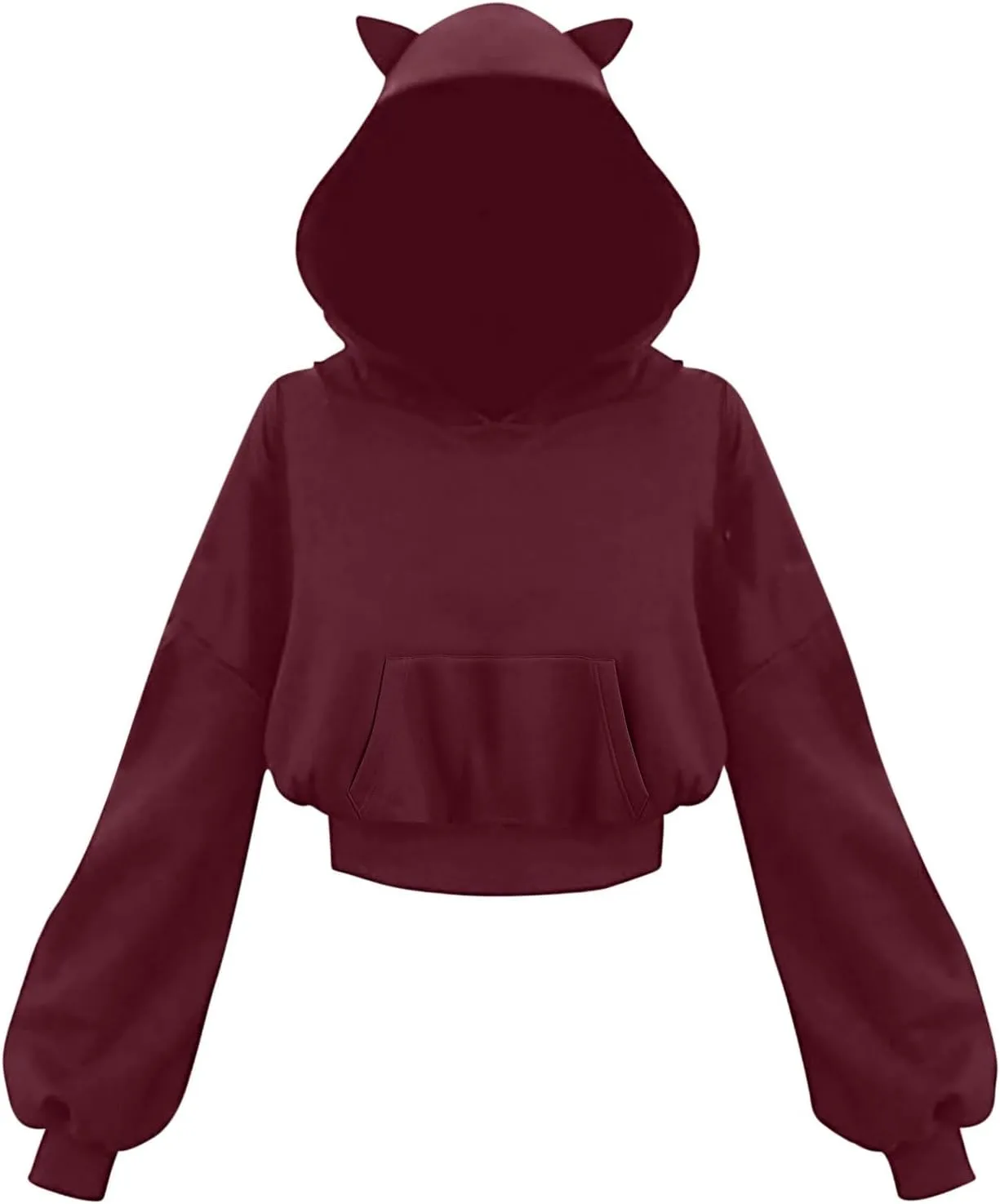 Women's Cute Ear Hoodies Sweatshirts Dark Gothic Clothes Sexy Bandage Crop Hooded Pullover Long Sleeve Hoodie Sweater