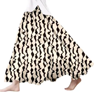 Women's Elastic High Waist Retro Pleated A-Line Flared Maxi Skirt Casual Beach Vacation Floral Boho Flowy Dress