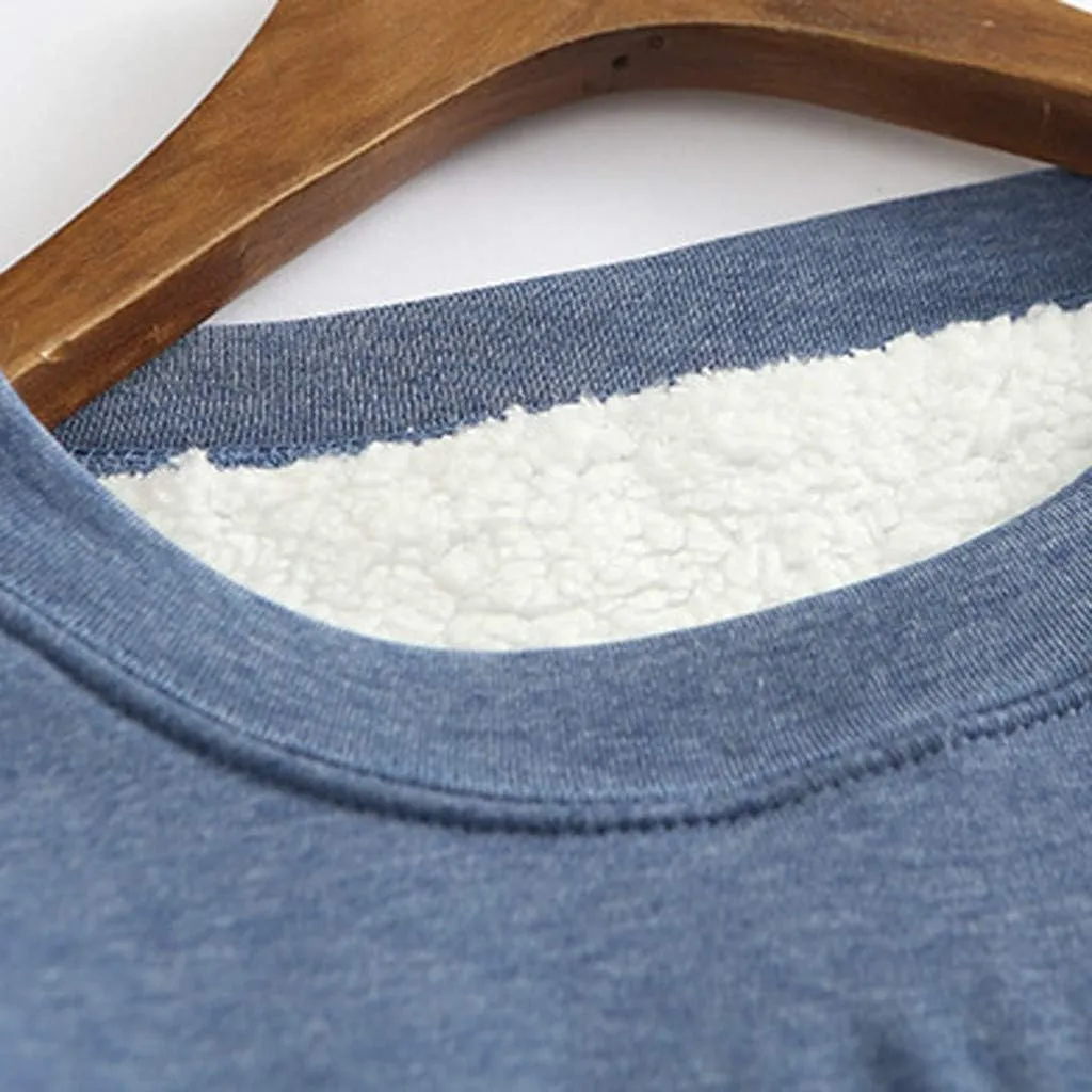Women's Fleece Lined Crewneck Sweatshirt Long Sleeve Casual Warm 2024 Winter Fall Pullover Tops
