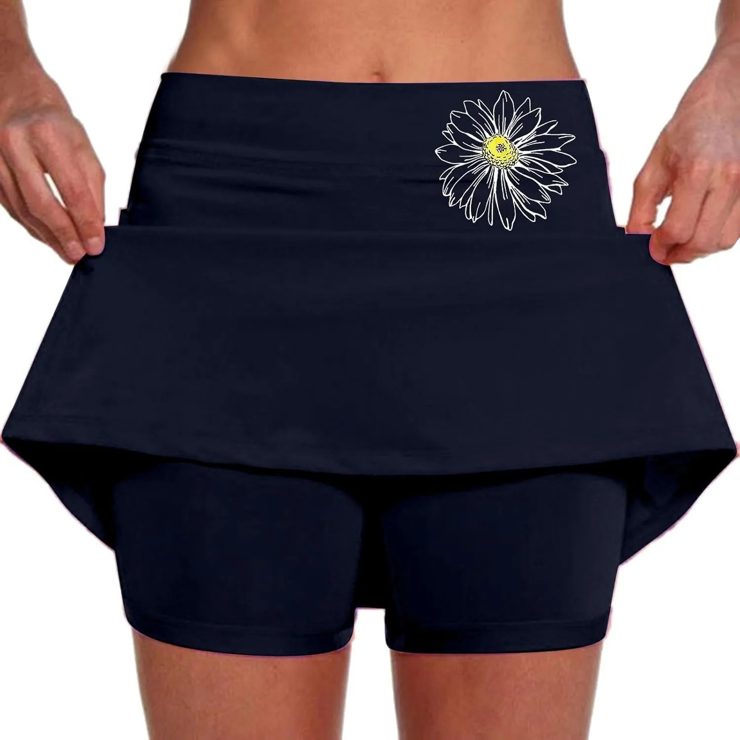 Womens Golf Skorts with Pockets Plus Size High Waist Tennis Skirt with Shorts Underneath Tummy Control Mini Skirts