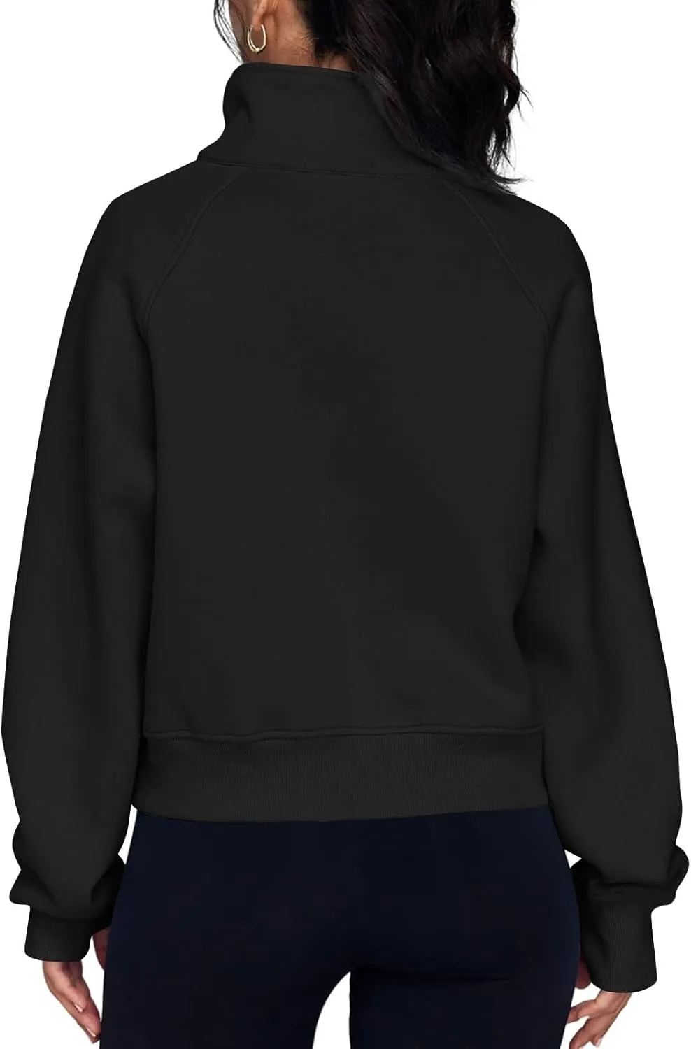Womens Half Zip Pullovers Casual Long Sleeve Pullover Sweatshirt Thumb Hole Cropped Sweatshirts with Pocket