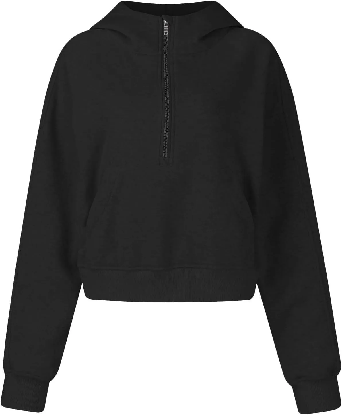Womens Half Zip Pullovers Casual Long Sleeve Pullover Sweatshirt Thumb Hole Cropped Sweatshirts with Pocket