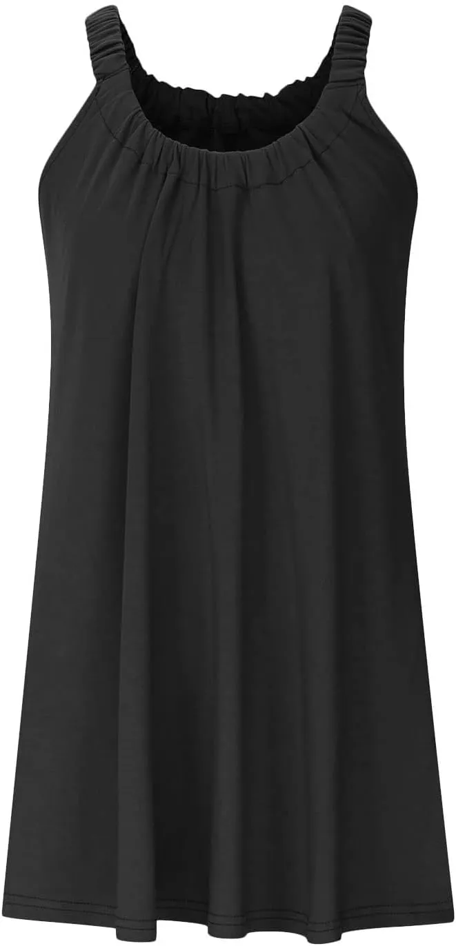 Womens Hawaiian Dresses Retro Classic Scoop Neck Tank Mini Beach Dress Summer Casual Cover Ups for Women